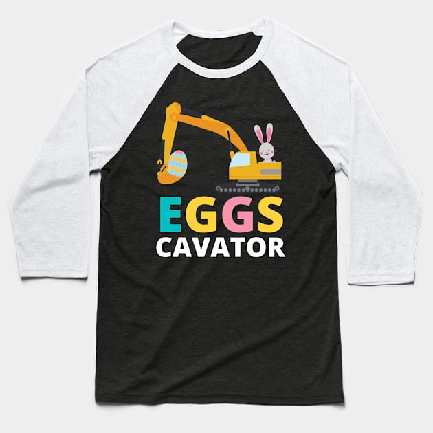 Kids Eggs Cavator Easter Bunny Excavator Cute Boys Kids Toddler Baseball T-Shirt by Johner_Clerk_Design